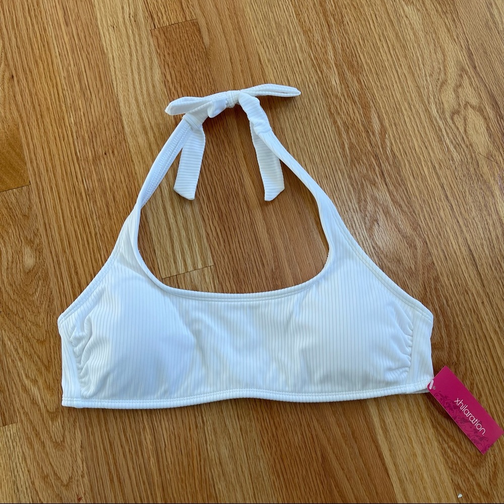 Xhilaration‎ White Ribbed Bikini Top Sz L NWT